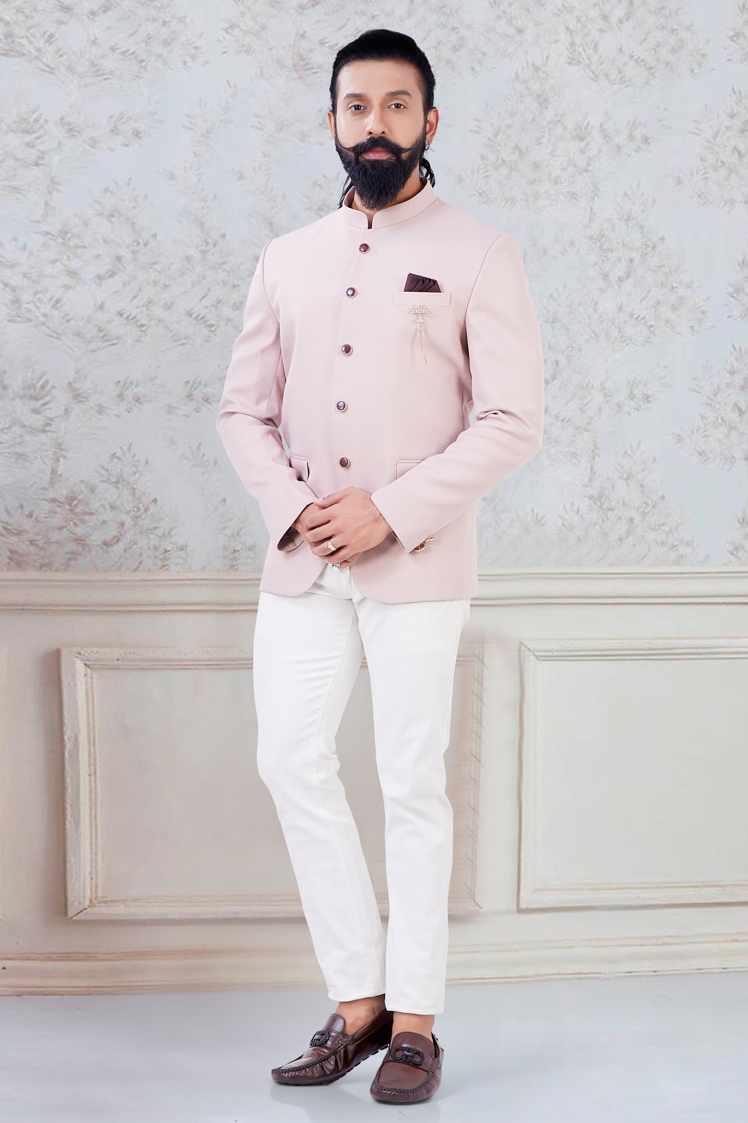 light pink jodhpuri suit