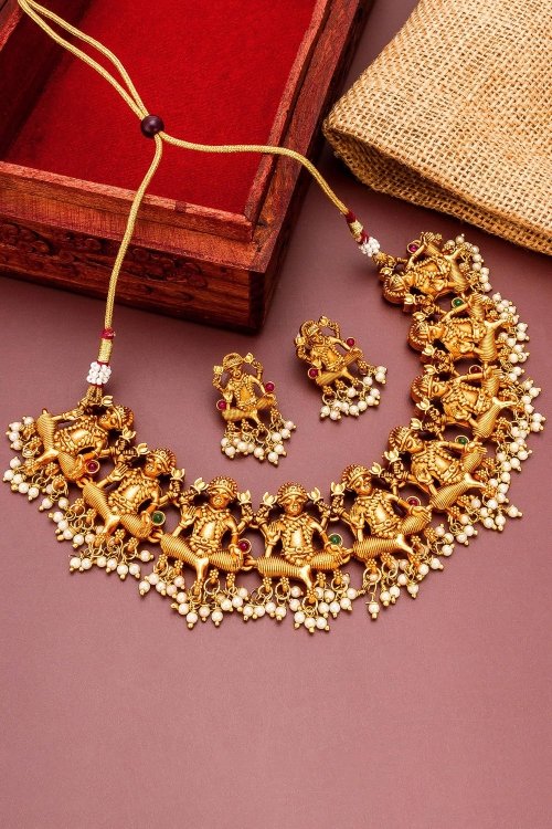 Traditional Lakshmiji Motifs Necklace Set
