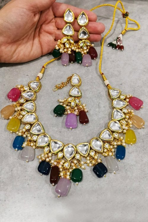 Multi Colored Kundan Necklace Set
