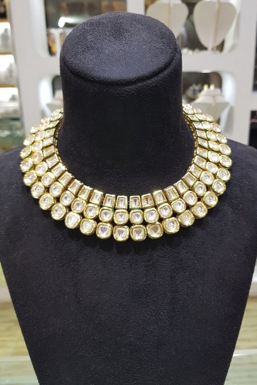 Golden Kundan Worked Necklace Set