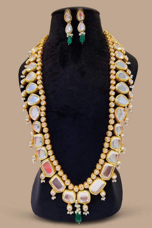 Golden Long Kundan Necklace Set