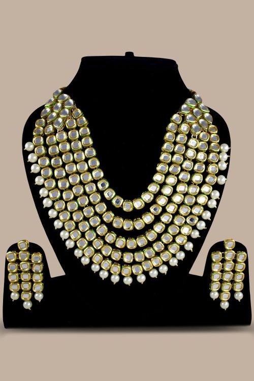Golden Layered Kundan Necklace Set