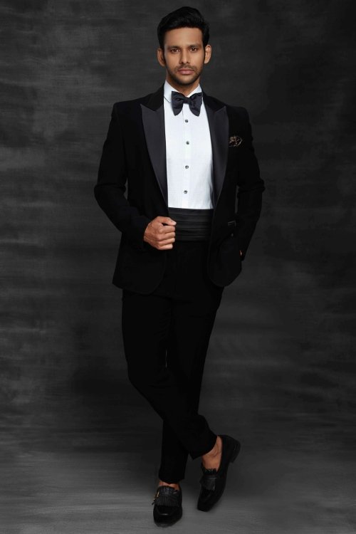 Black Imported Suit with Bow Tie