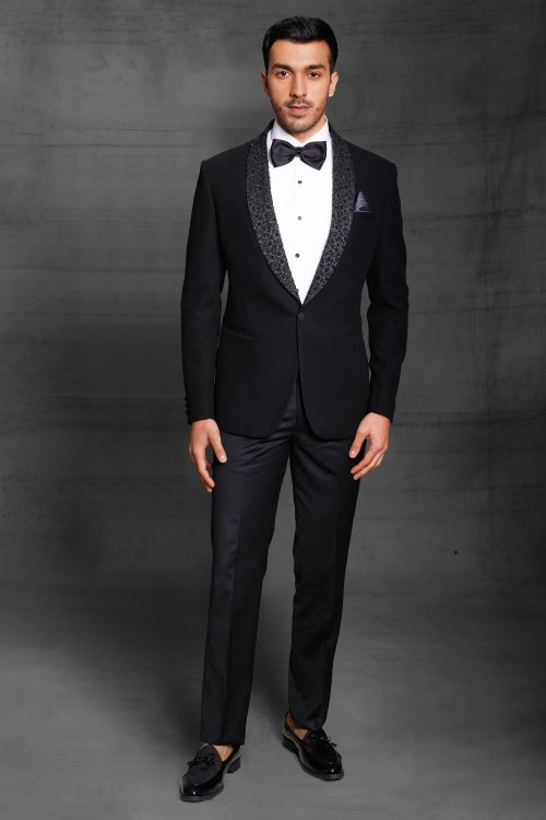 Black Imported Suit with Bow Tie