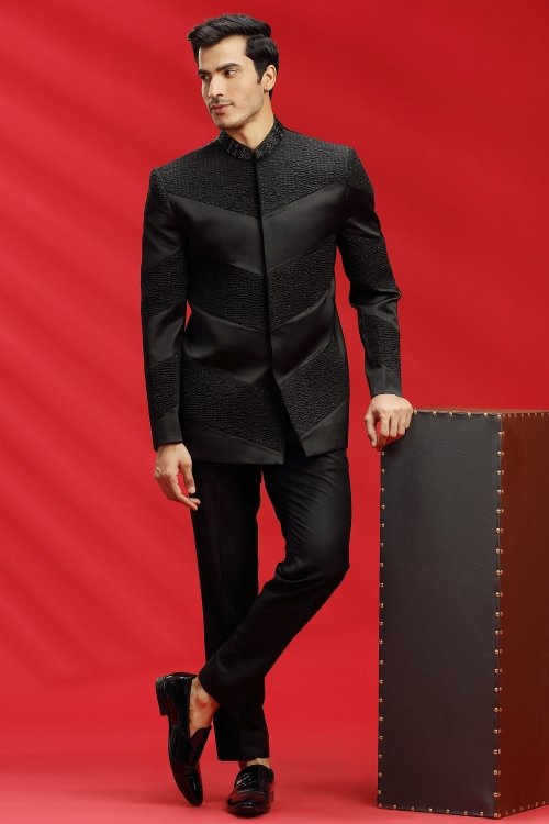 Black Imported Jodhpuri Suit