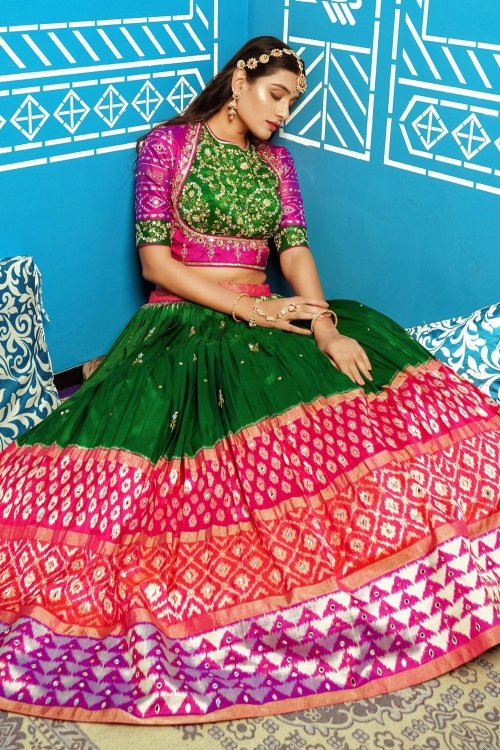 Green Banarasi Silk Traditional Lehenga