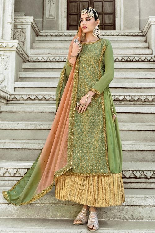 Light Green Georgette Embroidered Suit