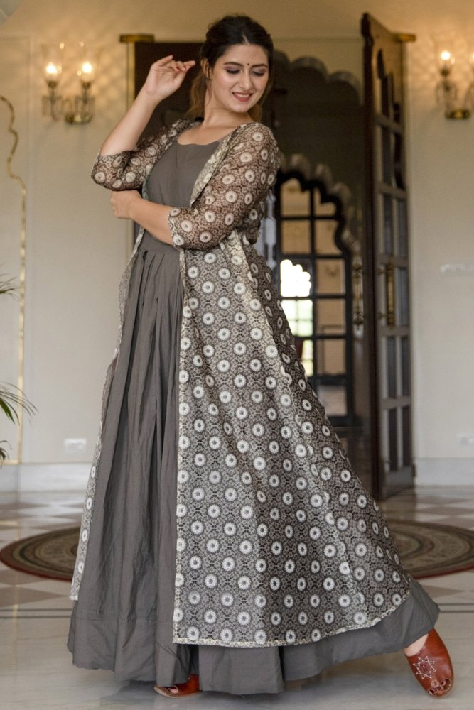 long anarkali with jacket