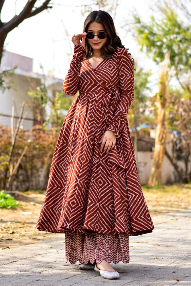 cotton anarkali with palazzo