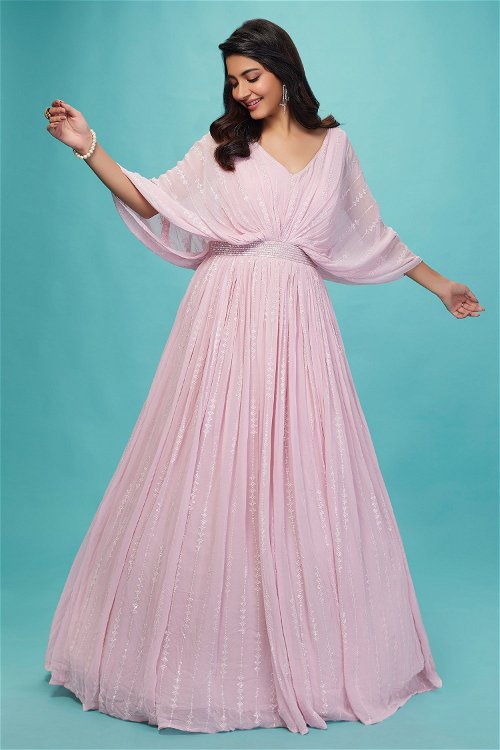 Light Pink Georgette Fancy Gown