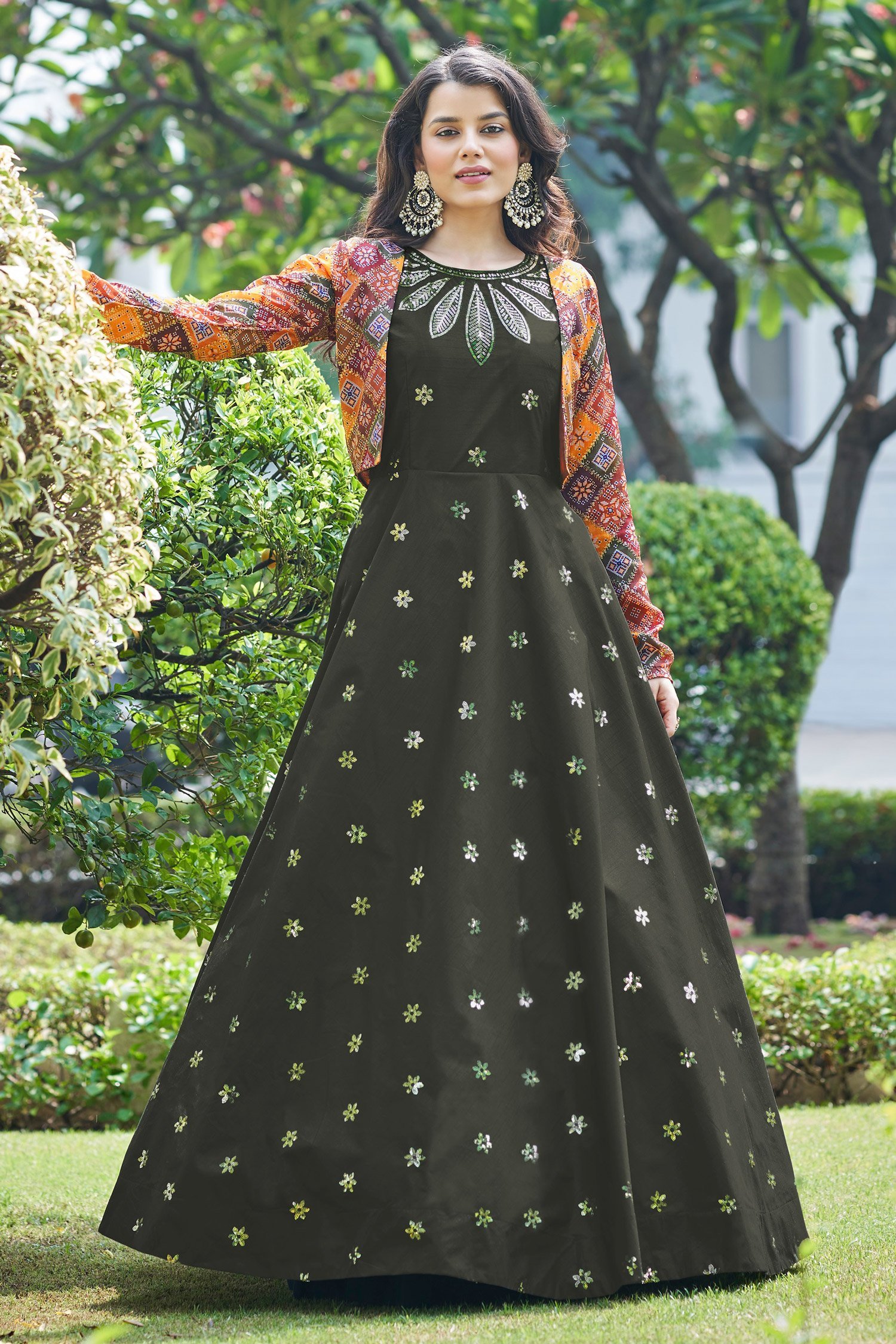 Buy online Solid A-line Kurta With Printed Jacket from Kurta Kurtis for  Women by Dargu for ₹659 at 70% off | 2023 Limeroad.com