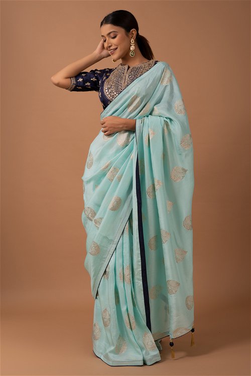 Light Blue Georgette Saree with Weaving