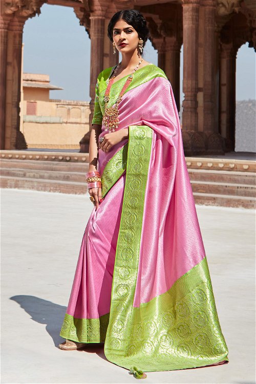 Light Pink Silk Traditional Woven Saree