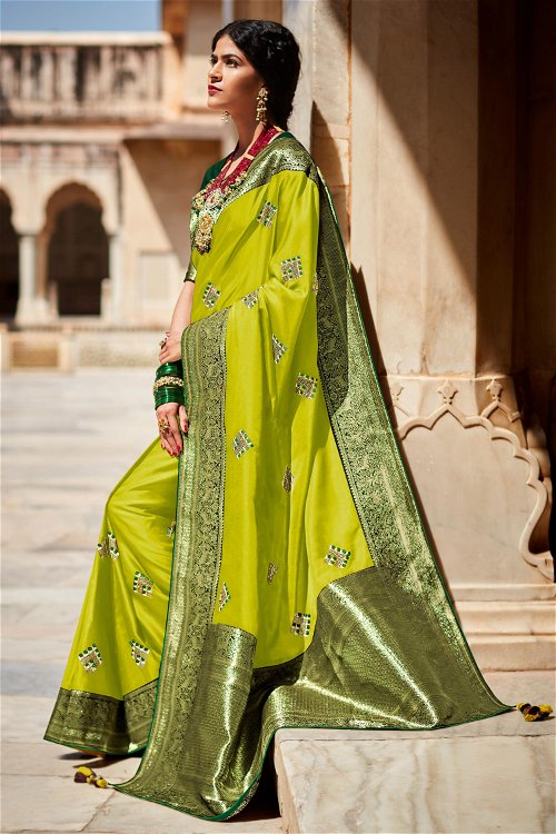 Light Green Silk Traditional Woven Saree