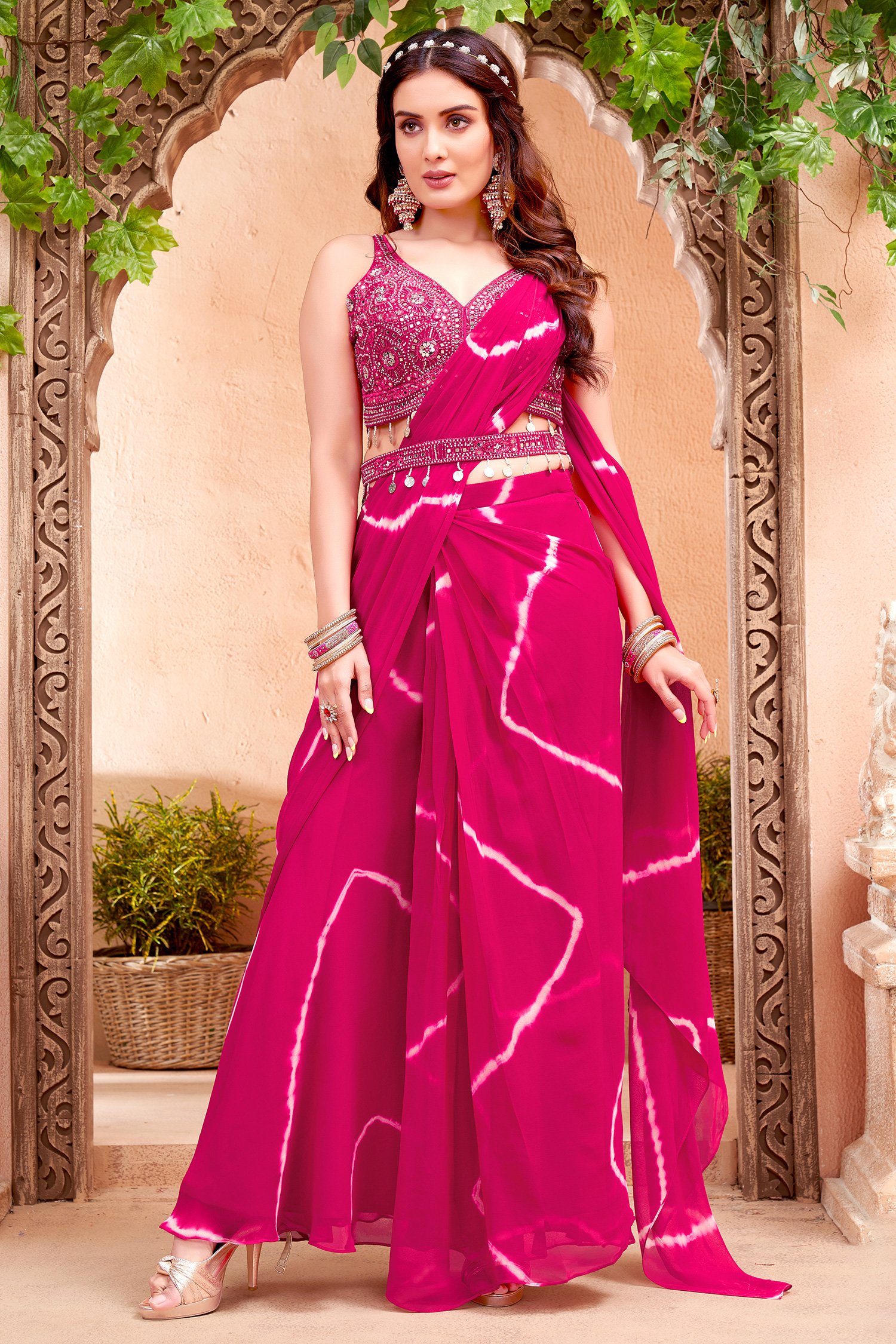 pre stitched saree gown online